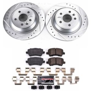 Land Rover Range Rover Evoque Brake Pads + Rotors - Rear - PowerStop - Z23 Evolution Sport - Drilled & Slotted Rotors + Carbon-Fiber Ceramic Pads - `12-`15