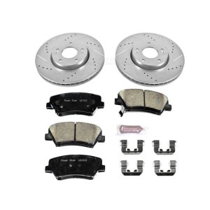 Hyundai Veloster Brake Kit - Front - PowerStop - Drilled & Slotted Rotors + Carbon-Fiber Ceramic Pads - `13-`15