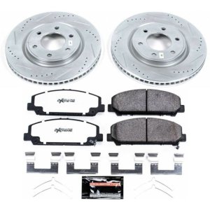 Infiniti QX56 Brake Kit - Front - PowerStop - Z36 Truck & Tow + Drilled & Slotted Rotors + Carbon-Fiber Ceramic Pads - `11-`13