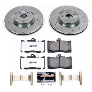 Lexus GS350 Brake Kit - Front - PowerStop - Drilled & Slotted Rotors + Carbon-Fiber Ceramic Pads - `13-`19