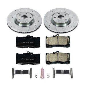 Lexus GS350 Brake Kit - Front - PowerStop - Drilled & Slotted Rotors + Carbon-Fiber Ceramic Pads - `13-`19
