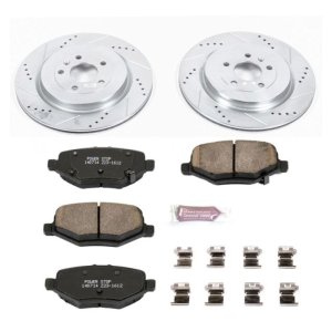 Ford Explorer Brake Kit - Rear - PowerStop - Drilled & Slotted Rotors + Carbon-Fiber Ceramic Pads - `13-`19