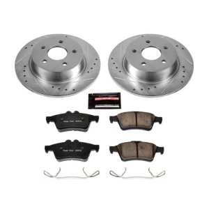 Ford C-Max Brake Kit - Rear - PowerStop - Drilled & Slotted Rotors + Carbon-Fiber Ceramic Pads - `13-`18