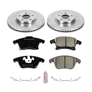 Ford Fusion Brake Kit - Front - PowerStop - Drilled/Slotted Rotors + Carbon-Fiber Ceramic Pads - `13-`19