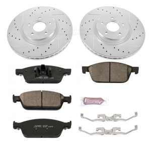 Ford Focus Brake Kit - Front - PowerStop - Z23 Evolution Sport - Drilled & Slotted Rotors + Carbon-Fiber Ceramic Pads - `13-`14