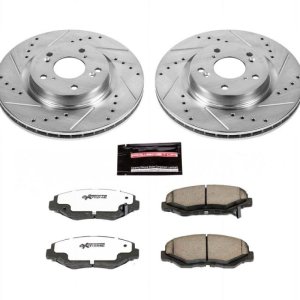 Honda CR-V Brake Kit - Front - PowerStop - Drilled & Slotted Rotors + Carbon-Fiber Ceramic Pads - `12-`16