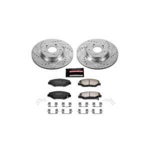 Honda CR-V Brake Kit - Front - PowerStop - Drilled & Slotted Rotors + Carbon-Fiber Ceramic Pads - `12-`16