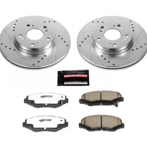 Acura ILX Brake Kit - Front - PowerStop - Drilled & Slotted Rotors + Carbon-Fiber Ceramic Pads - 2013