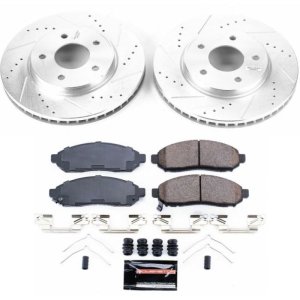 Chevrolet City Express Brake Kit - Front - PowerStop - Drilled & Slotted Rotors + Carbon-Fiber Ceramic Pads - `15-`17
