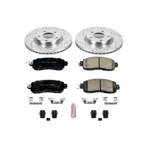Nissan Altima Brake Kit - Front - PowerStop - Drilled & Slotted Rotors + Carbon-Fiber Ceramic Pads - `13-`18