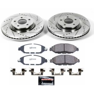 Infiniti JX35 Brake Kit - Front - PowerStop - Drilled & Slotted Rotors + Carbon-Fiber Ceramic Pads - 2013