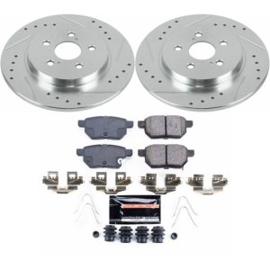 Lexus CT200h Brake Kit - Rear - PowerStop - Drilled & Slotted Rotors + Carbon-Fiber Ceramic Pads - `11-`17