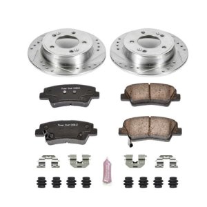 Hyundai Elantra Brake Kit - Rear - PowerStop - Z23 Evolution Sport Brake Kit with Drilled & Slotted Rotors + Carbon-Fiber Ceramic Pads - `11-`19