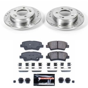 Hyundai Veloster Brake Kit - Rear - PowerStop - Drilled & Slotted Rotors + Carbon-Fiber Ceramic Pads - `12-`17