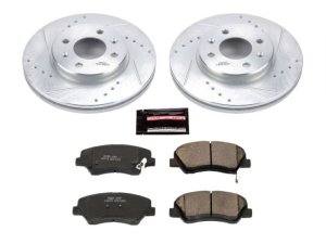 Hyundai Accent Brake Kit - Front - PowerStop - Z23 Evolution Sport with Drilled & Slotted Rotors + Carbon-Fiber Ceramic Pads - `12-`18