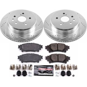 Lexus GS350 Brake Kit - Rear - PowerStop - Drilled & Slotted Rotors + Carbon-Fiber Ceramic Pads - `13-`19