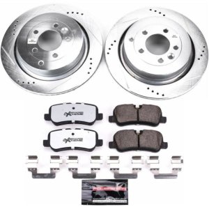 Land Rover LR3 Brake Pads + Rotors - Rear - PowerStop - Z36 Truck & Tow: Drilled & Slotted Rotors + Carbon-Fiber Ceramic Pads - `05-`09