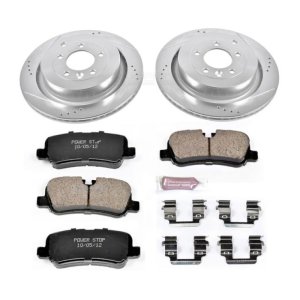 Land Rover Range Rover Sport Brake Pads + Rotors - Rear - PowerStop - Z23 Evolution Sport — Drilled & Slotted Rotors + Carbon-Fiber Ceramic Pads - `06-`13 Land Rover Range Rover Sport Brake Pads + Rotors - Rear - PowerStop - Z23 Evolution Sport — Drilled & Slotted Rotors + Carbon-Fiber Ceramic Pads - `06-`13