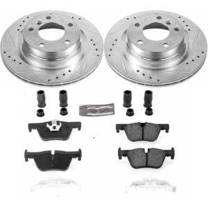 BMW 2 Series Brake Kit - Rear - PowerStop - Z23 Evolution Sport - Drilled & Slotted Rotors + Carbon-Fiber Ceramic Pads - `14-`16