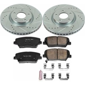 Hyundai Azera Brake Kit - Front - PowerStop - Drilled & Slotted Rotors + Carbon-Fiber Ceramic Pads - `12-`17
