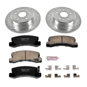 Lexus RX300 Brake Kit - Rear - PowerStop - Z23 Evolution Sport + Drilled & Slotted Rotors + Carbon-Fiber Ceramic Pads - `99-`03