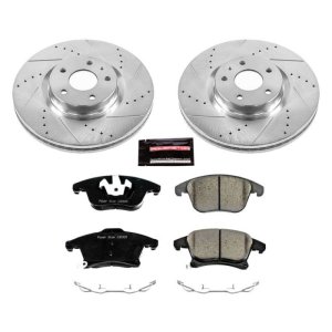 Ford Fusion Brake Kit - Front - PowerStop - Drilled & Slotted Rotors + Carbon-Fiber Ceramic Pads - `13-`19