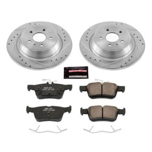 Ford Fusion Brake Kit - Rear - PowerStop - Z23 Evolution Sport + Drilled & Slotted Rotors + Carbon-Fiber Ceramic Pads - `13-`19