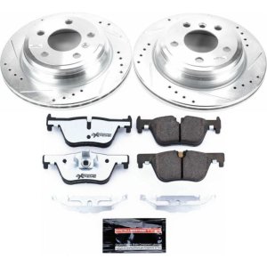 BMW 3 Series Brake Kit - Rear - PowerStop - Z26 Street Warrior - Drilled & Slotted Rotors + Carbon-Fiber Ceramic Pads - `13-`18