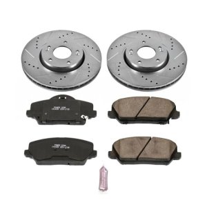 Kia Forte5 Brake Kit - Front - PowerStop - Z23 Evolution Sport, Drilled & Slotted Rotors + Carbon-Fiber Ceramic Pads - `14-`17