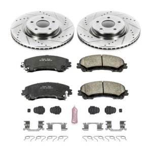 Infiniti Q50 Brake Kit - Front - PowerStop - Drilled & Slotted Rotors + Carbon-Fiber Ceramic Pads - `14-`19