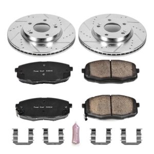 Kia Soul Brake Kit - Front - PowerStop - Drilled & Slotted Rotors + Carbon-Fiber Ceramic Pads - `14-`16