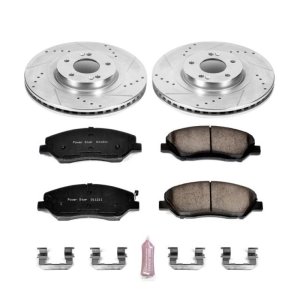Hyundai Santa Fe Brake Kit - Front - PowerStop - Z23 Evolution Sport - Drilled & Slotted Rotors + Carbon-Fiber Ceramic Pads - `13-`16