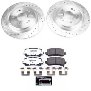 Acura RLX Brake Kit - Rear - PowerStop - Drilled & Slotted Rotors + Carbon-Fiber Ceramic Pads - `14-`19 Acura RLX Brake Kit - Rear - PowerStop - Drilled & Slotted Rotors + Carbon-Fiber Ceramic Pads - `14-`19