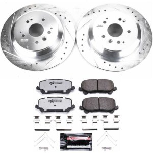 Acura MDX Brake Kit - Rear - PowerStop - Drilled & Slotted Rotors + Carbon-Fiber Ceramic Pads - `14-`16