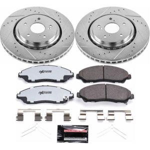 Acura MDX Brake Kit - Front - PowerStop - Drilled & Slotted Rotors + Carbon-Fiber Ceramic Pads - `14-`16