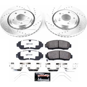 Honda Odyssey Brake Kit - Front - PowerStop - Drilled & Slotted Rotors + Carbon-Fiber Ceramic Pads - `15-`17