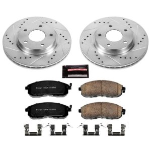 Nissan Sentra Brake Kit - Front - PowerStop - Drilled & Slotted Rotors + Carbon-Fiber Ceramic Pads - `13-`18