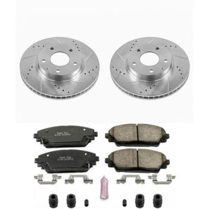 Mazda 3 Brake Kit - Front - PowerStop - Drilled & Slotted Rotors + Carbon-Fiber Ceramic Pads - `14-`16