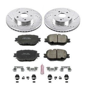 Lexus IS250 Brake Kit - Front - PowerStop - Z23 Evolution Sport Kit (Drilled & Slotted Rotors + Carbon-Fiber Ceramic Pads) - `14-`15