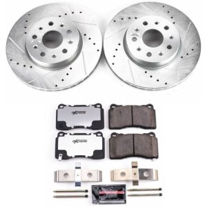 Cadillac CTS Brake Kit - Front - PowerStop - Drilled & Slotted Rotors + Carbon-Fiber Ceramic Pads - `14-`19
