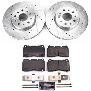 Cadillac CTS Brake Kit - Front - PowerStop - Drilled & Slotted Rotors + Carbon-Fiber Ceramic Pads - `14-`19