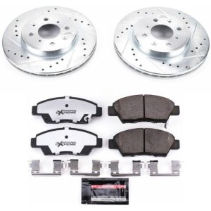 Honda Fit Brake Kit - Front - PowerStop - Drilled & Slotted Rotors + Carbon-Fiber Ceramic Pads - `15-`19