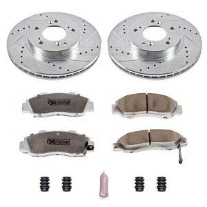 Acura Integra Brake Kit - Front - PowerStop - Drilled & Slotted Rotors + Carbon-Fiber Ceramic Pads - `97-`01
