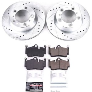 Porsche 718 Boxster Brake Kit - Rear - PowerStop - Drilled & Slotted Rotors + Carbon-Fiber Ceramic Pads - `17-`18
