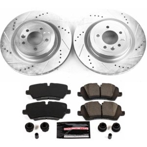 Land Rover Range Rover Sport Brake Pads + Rotors - Rear - PowerStop - Z23 Evolution Sport: Drilled & Slotted Rotors + Carbon-Fiber Ceramic Pads - `14-`17 Land Rover Range Rover Sport Brake Pads + Rotors - Rear - PowerStop - Z23 Evolution Sport: Drilled & Slotted Rotors + Carbon-Fiber Ceramic Pads - `14-`17