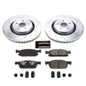 Ford Edge Brake Kit - Front - PowerStop - Drilled & Slotted Rotors + Carbon-Fiber Ceramic Pads - `15-`19