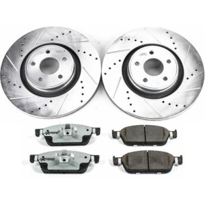 Ford Focus Brake Kit - Front - PowerStop - Drilled & Slotted Rotors + Carbon-Fiber Ceramic Pads - `15-`18