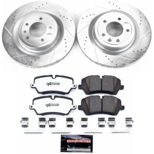 Land Rover Range Rover Sport Brake Pads + Rotors - Rear - PowerStop - Z36 Truck & Tow: Drilled & Slotted Rotors + Carbon-Fiber Ceramic Pads - `14-`17 Land Rover Range Rover Sport Brake Pads + Rotors - Rear - PowerStop - Z36 Truck & Tow: Drilled & Slotted Rotors + Carbon-Fiber Ceramic Pads - `14-`17