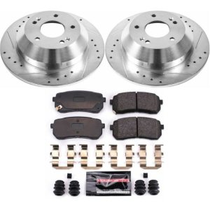 Kia Sedona Brake Kit - Rear - PowerStop - Z23 Evolution Sport + Drilled & Slotted Rotors + Carbon-Fiber Ceramic Pads - `15-`19