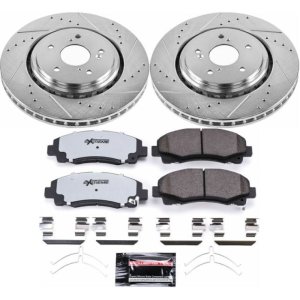 Acura TLX Brake Kit - Front - PowerStop - Drilled & Slotted Rotors + Carbon-Fiber Ceramic Pads - `15-`19